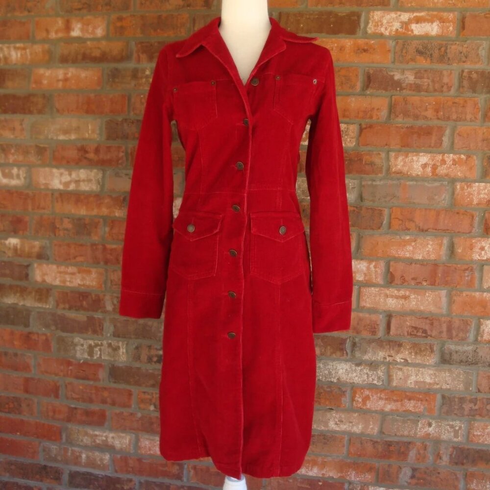 Vintage red corduroy duster jacket Sz XS